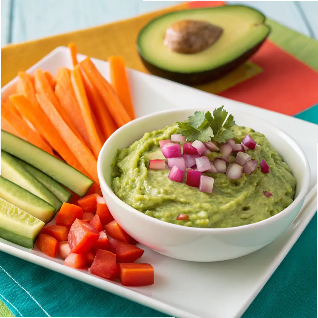 Guacamole served with veggie sticks