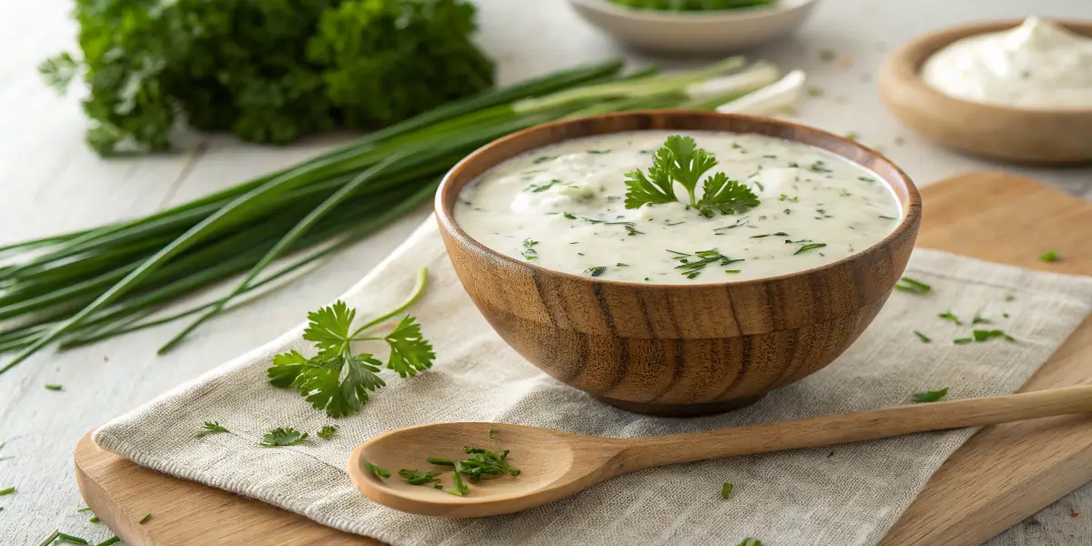 Homemade Hidden Valley Ranch Dressing with fresh herbs