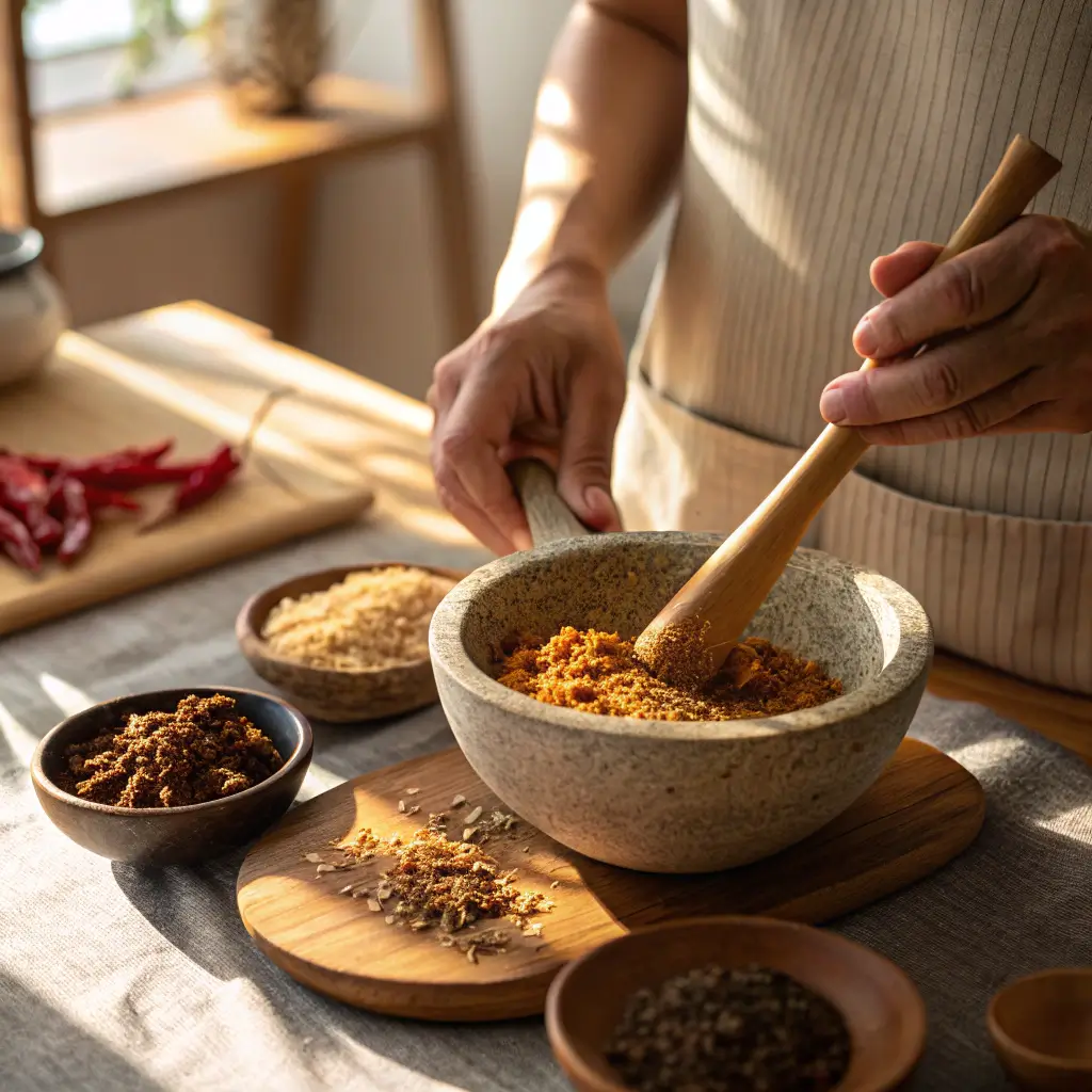 Mixing ingredients for homemade sausage seasoning