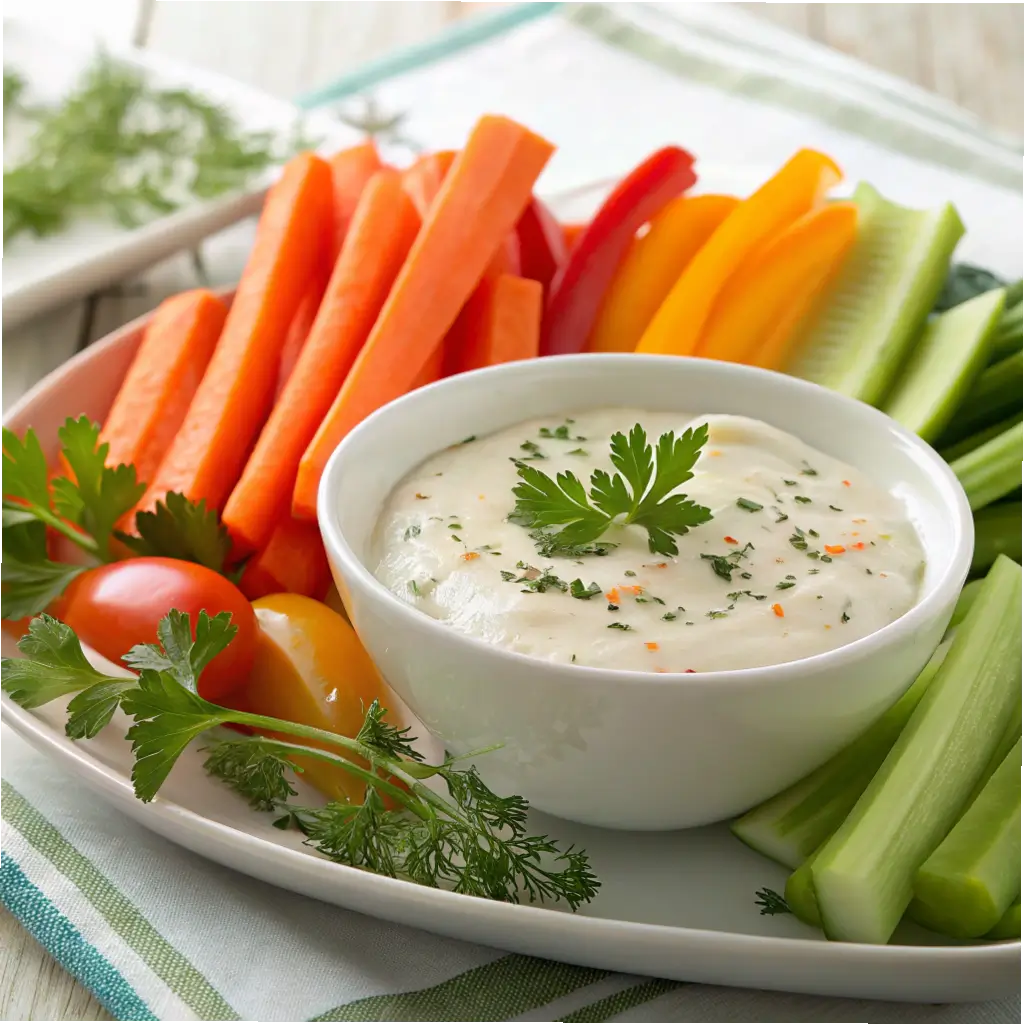 Hidden Valley Ranch Dressing served with vegetable sticks