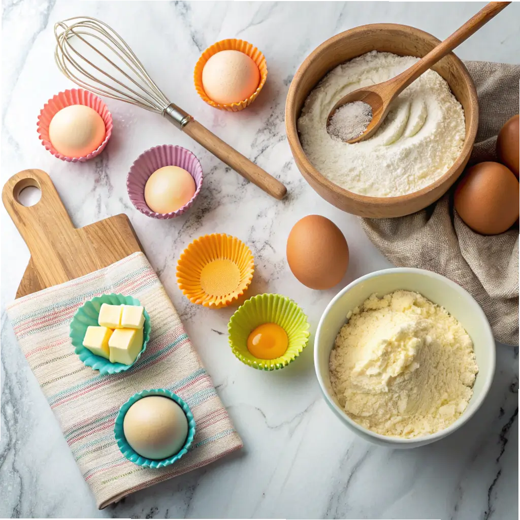 Baking ingredients for bow and arrow cupcakes